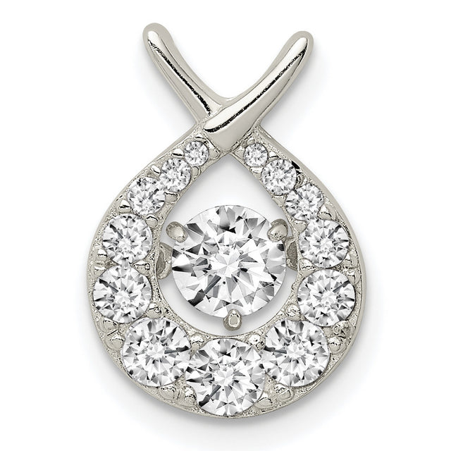 Sterling Silver Ichthys Fish Pendant with Cubic Zirconia, Christian Symbol Jewelry for Women