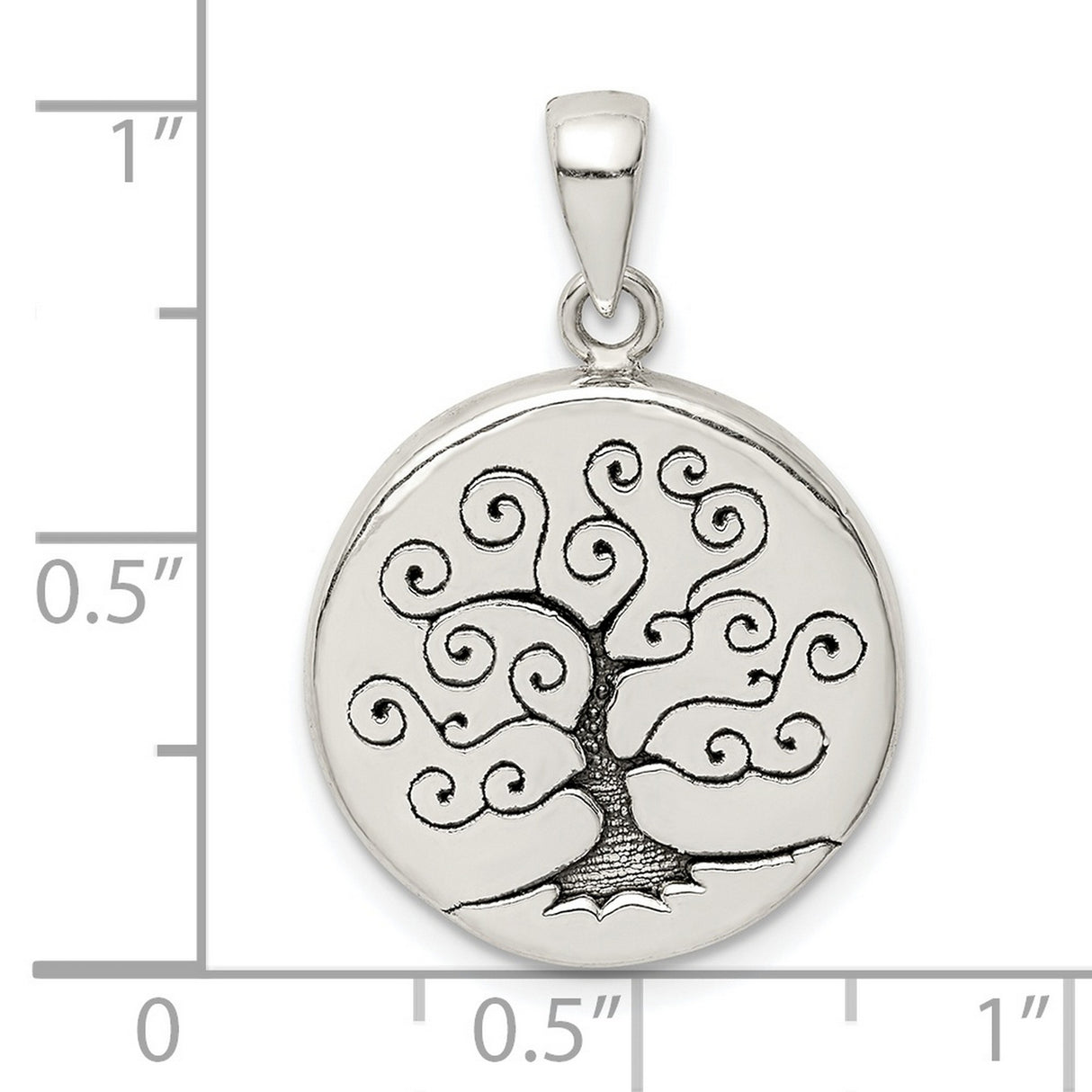 Sterling Silver Tree of Life Round Pendant with Sacred Symbol Design, Spiritual Boho Jewelry