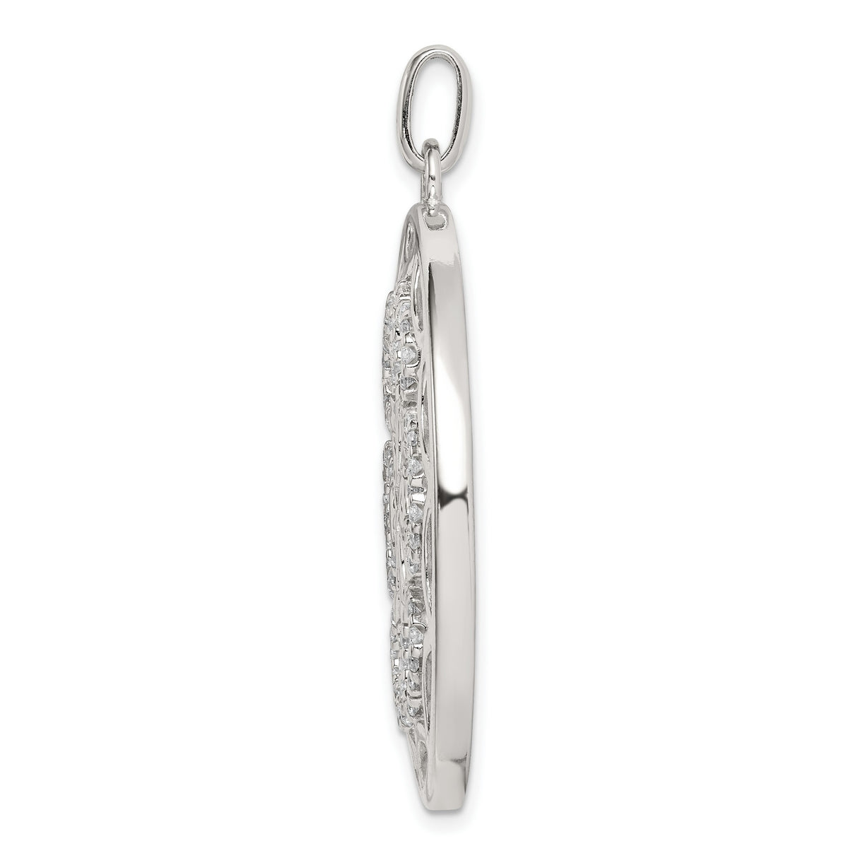 Sterling Silver Pendant with Cubic Zirconia, Circular Filigree and Heart Motifs, Star Design
