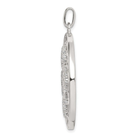 Sterling Silver Pendant with Cubic Zirconia, Circular Filigree and Heart Motifs, Star Design