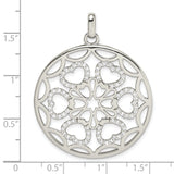 Sterling Silver Pendant with Cubic Zirconia, Circular Filigree and Heart Motifs, Star Design