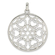 Sterling Silver Pendant with Cubic Zirconia, Circular Filigree and Heart Motifs, Star Design