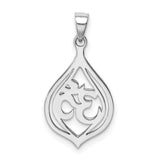 Sterling Silver Om Pendant with Open Teardrop Design, Spiritual Yoga and Meditation Jewelry