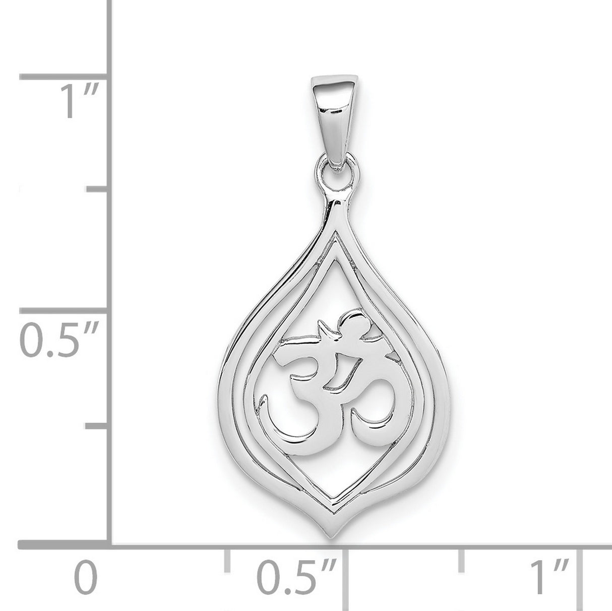 Sterling Silver Om Pendant with Open Teardrop Design, Spiritual Yoga and Meditation Jewelry