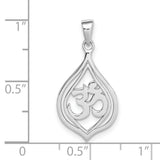 Sterling Silver Om Pendant with Open Teardrop Design, Spiritual Yoga and Meditation Jewelry