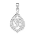 Sterling Silver Om Pendant with Open Teardrop Design, Spiritual Yoga and Meditation Jewelry