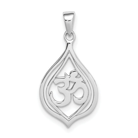 Sterling Silver Om Pendant with Open Teardrop Design, Spiritual Yoga and Meditation Jewelry