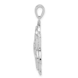 Sterling Silver Snowflake Pendant with Layered Cut-Out Floral Design, Winter Botanical Motif Charm