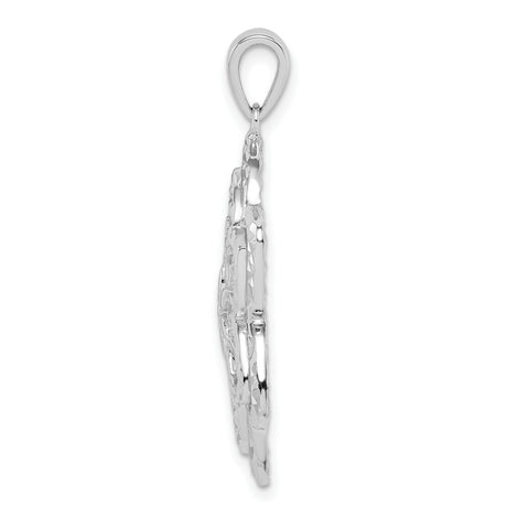 Sterling Silver Snowflake Pendant with Layered Cut-Out Floral Design, Winter Botanical Motif Charm