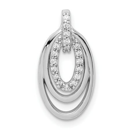 Sterling Silver Oval Pendant with Three Interlocking Loops and Cubic Zirconia Accents