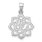 Lotus with Om Center Charm Pendant in Real 925 Sterling Silver