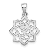 Sterling Silver Lotus Flower Pendant with Om Symbol, Spiritual Yoga Jewelry for Women or Unisex