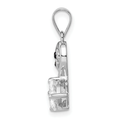 Sterling Silver Pendant with Cubic Zirconia, Swan Heart Design, Romantic Couple Theme