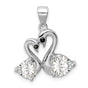 Sterling Silver Pendant with Cubic Zirconia, Swan Heart Design, Romantic Couple Theme
