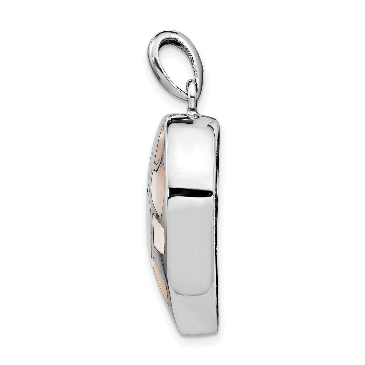 Sterling Silver Heart Pendant with Mother-of-Pearl Inlays, Mosaic Design for Women