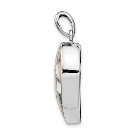 Sterling Silver Heart Pendant with Mother-of-Pearl Inlays, Mosaic Design for Women