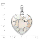 Sterling Silver Heart Pendant with Mother-of-Pearl Inlays, Mosaic Design for Women