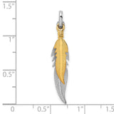 Sterling Silver Feather Pendant, Two Tone Nature Inspired Jewelry for Women or Unisex Wear