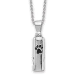 Enameled Paw Prints Ash Holder Necklace Charm Pendant in Real 925 Sterling Silver