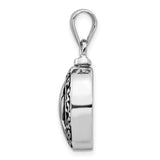 Sterling Silver Praying Hands Pendant with Ornate Oval Frame, Christian Religious Jewelry