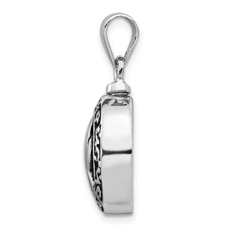 Sterling Silver Praying Hands Pendant with Ornate Oval Frame, Christian Religious Jewelry