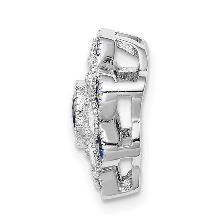 Sterling Silver Pendant with Blue Spinel Petals and Cubic Zirconia Accents, Floral Design
