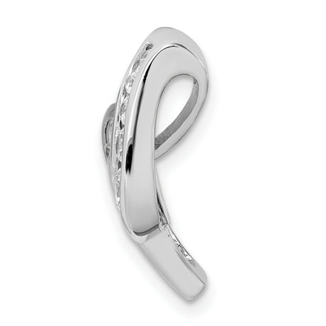 Sterling Silver Pendant with Cubic Zirconia, Abstract Twisted Ribbon Design for Women