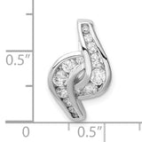 Sterling Silver Pendant with Cubic Zirconia, Abstract Twisted Ribbon Design for Women