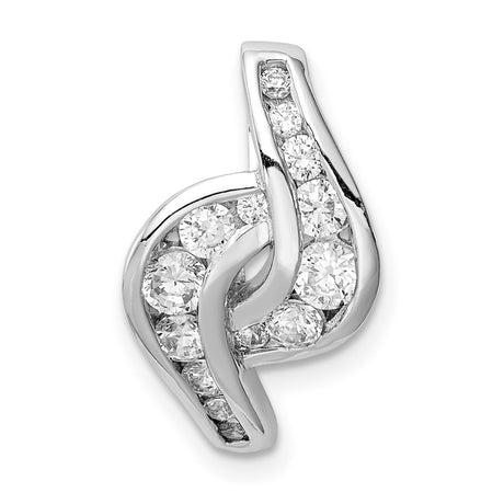 Sterling Silver Pendant with Cubic Zirconia, Abstract Twisted Ribbon Design for Women