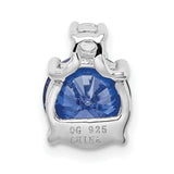 Sterling Silver Pendant with Blue Cubic Zirconia and Clear Stones, Round Prong Setting Design