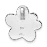 Sterling Silver Paw Print Pendant with Blue Green Simulated Opal, Pet Memorial Jewelry