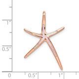 Sterling Silver Rose Gold Plated Starfish Pendant with Pink Lab Created Opal, Coastal Theme