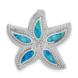 Sterling Silver Starfish Pendant with Blue Lab Created Opal, Nautical Ocean Style Jewelry