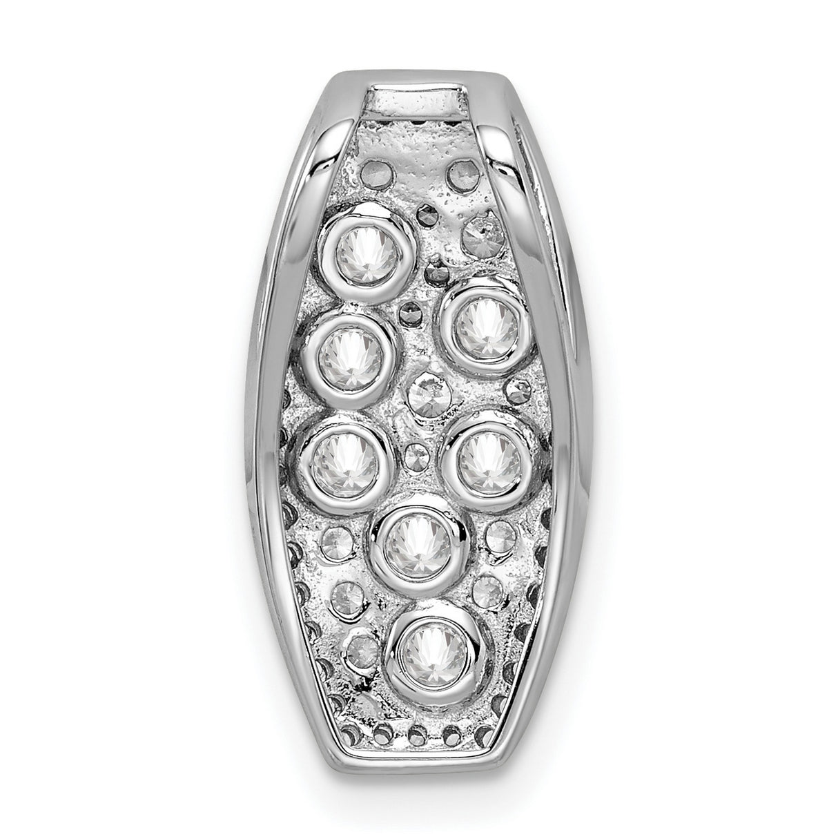 Sterling Silver Rectangle Pendant with Layered Cubic Zirconia, Tapered Design for Women