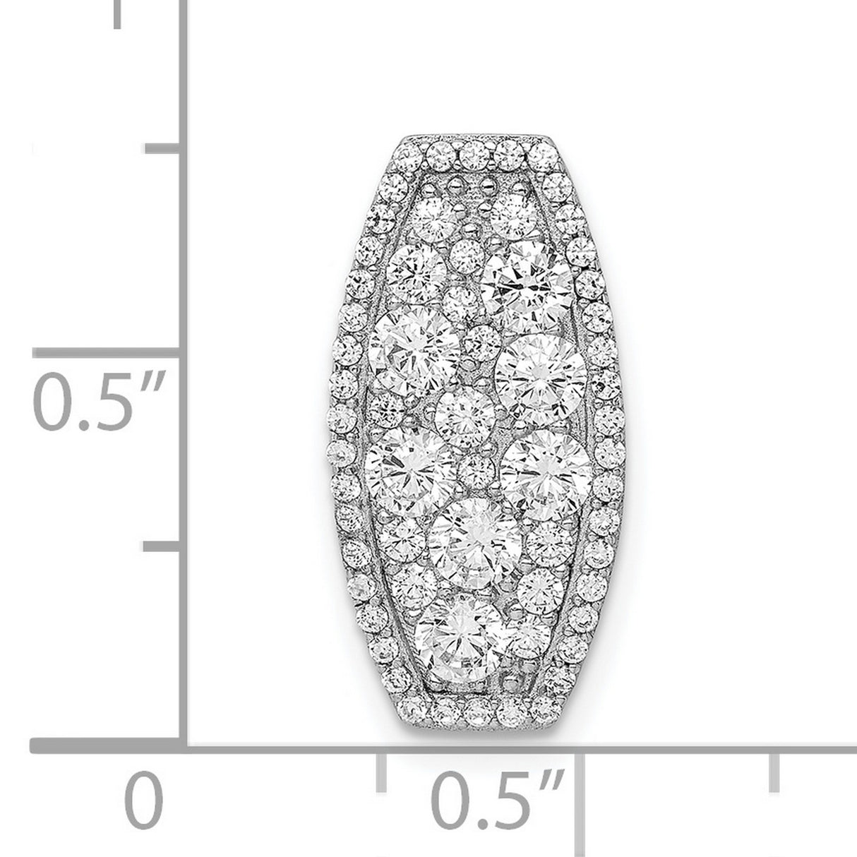 Sterling Silver Rectangle Pendant with Layered Cubic Zirconia, Tapered Design for Women