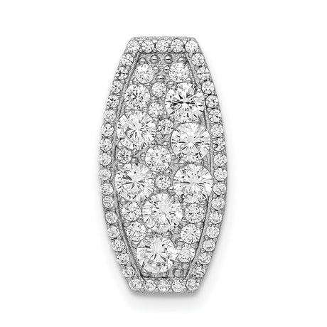 Sterling Silver Rectangle Pendant with Layered Cubic Zirconia, Tapered Design for Women