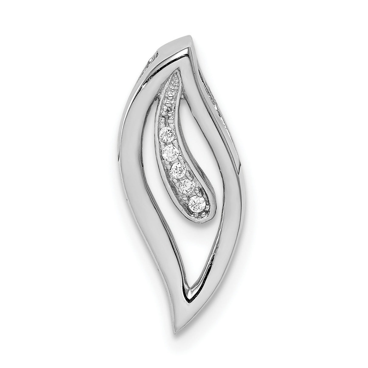 Sterling Silver Flame Pendant with Cubic Zirconia, Open Design Symbolizing Passion and Inner Light