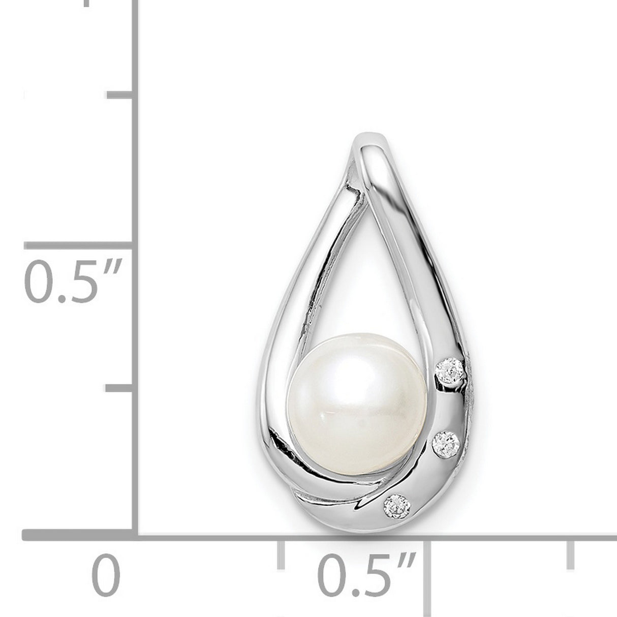 Sterling Silver Teardrop Pendant with Freshwater Pearl and Cubic Zirconia Accents