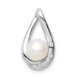 Sterling Silver Teardrop Pendant with Freshwater Pearl and Cubic Zirconia Accents