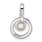 Sterling Silver Pendant with Freshwater Pearl and Cubic Zirconia in Open Circle Design