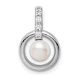 Sterling Silver Pendant with Freshwater Pearl and Cubic Zirconia in Open Circle Design