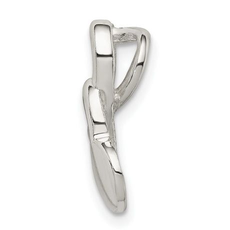 Intertwined Hearts Chain Slide Charm Pendant in Real 925 Sterling Silver