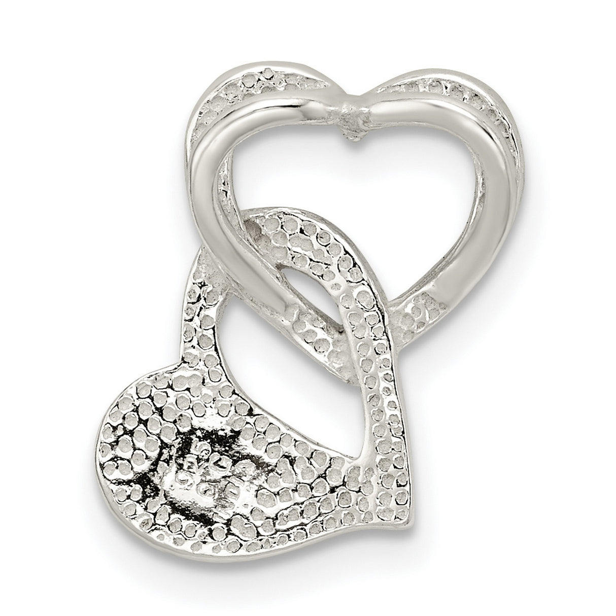 Intertwined Hearts Chain Slide Charm Pendant in Real 925 Sterling Silver