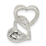 Intertwined Hearts Chain Slide Charm Pendant in Real 925 Sterling Silver