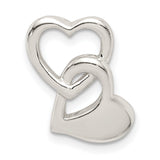 Intertwined Hearts Chain Slide Charm Pendant in Real 925 Sterling Silver