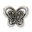 Sterling Silver Butterfly Charm Bead with Marcasite Accents, Openwork Design