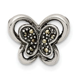 Sterling Silver Butterfly Charm Bead with Marcasite Accents, Openwork Design