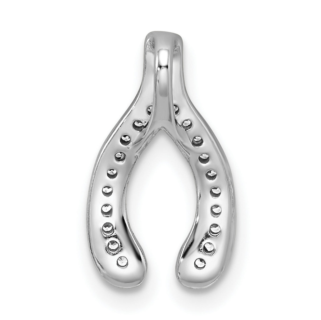 Sterling Silver Wishbone Pendant with Cubic Zirconia, Symbol of Hope and Luck