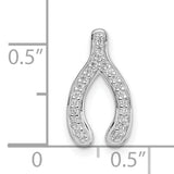 Sterling Silver Wishbone Pendant with Cubic Zirconia, Symbol of Hope and Luck