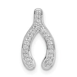 Sterling Silver Wishbone Pendant with Cubic Zirconia, Symbol of Hope and Luck